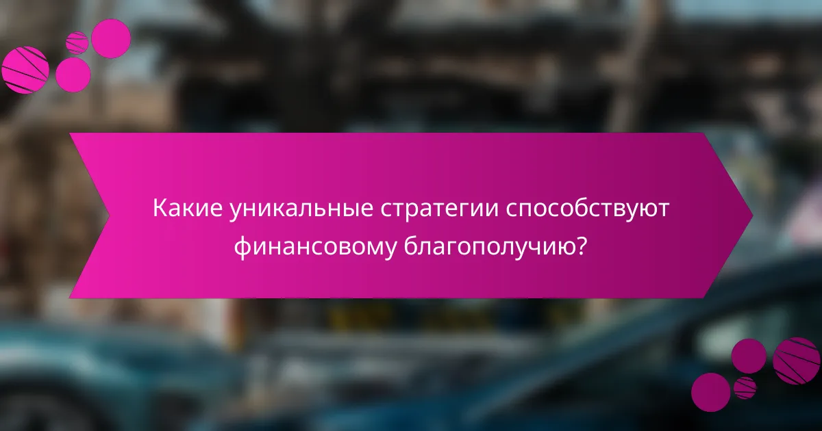 Какие уникальные стратегии способствуют финансовому благополучию?