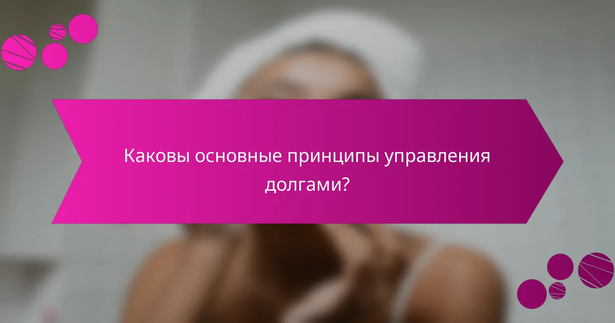 Каковы основные принципы управления долгами?